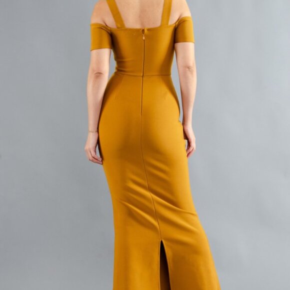 NWT Golden Knitted Body Con Dress with Cutouts @The King Kouture - Picture 5 of 9